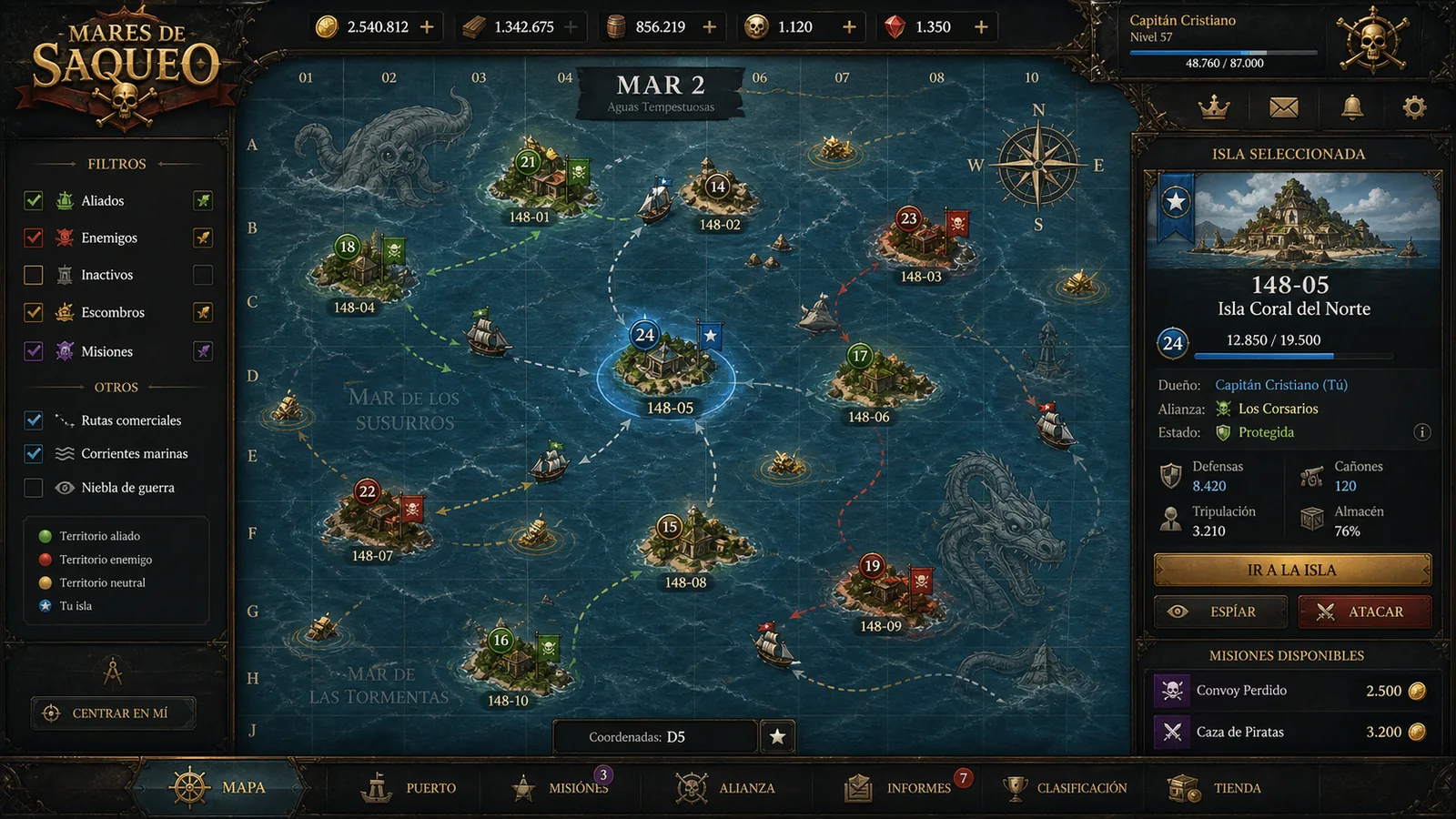 Mapa del juego PirateWar